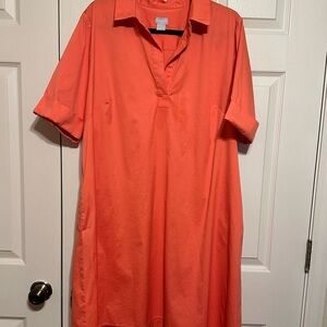 Chico's Vibrant Coral Button Down Dress
(Chicos Size 3 ). XLarge  Very comfy